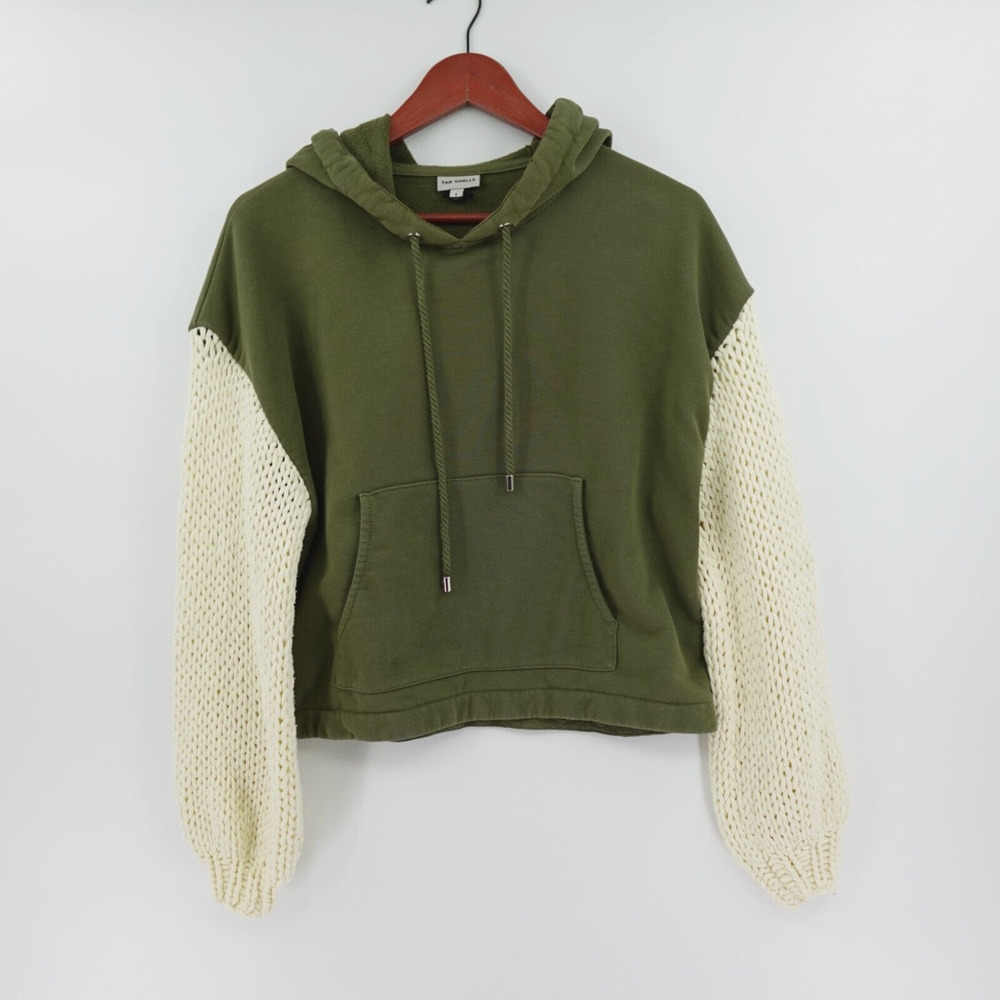 The Odells x Anthropologie Brielle Hoodie Womens Small Green Sweater-Sleeve